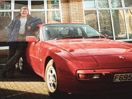 One of the family's earlier red Porsche 944s from the 1980s, part of the Klassic Garage founder's story