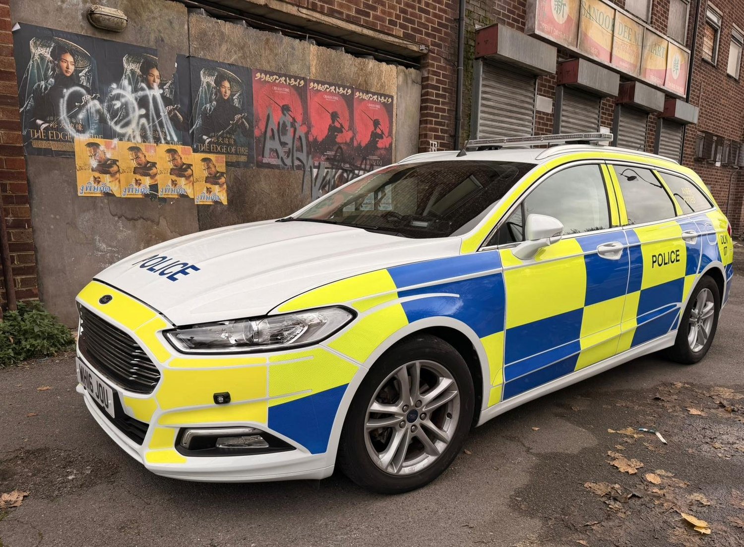 Police picture vehicle coordinated on a London film set